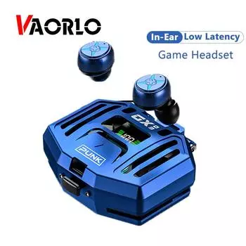 Беспроводные наушники VAORLO с низкой задержкой и цифровым дисплеем, шумоподавляющие наушники-вкладыши с микрофоном для iphoen Xiaomi Huawei синий