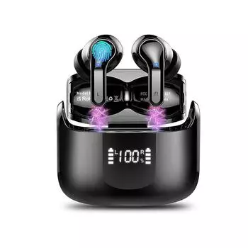 Беспроводные наушники-вкладыши, Bluetooth-наушники 5.3 НОВЫЕ наушники-вкладыши Bass Stereo Earphones с шумоподавлением и 4 микрофонами ENC, внутриканальные синие чёрный