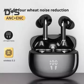 Беспроводные наушники-вкладыши Bluetooth-совместимые наушники с эффектом погружения в звук, глубокие басы, длительное время воспроизведения, наушники с шумоподавлением без задержек чёрный