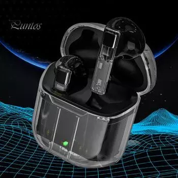 Беспроводные наушники-вкладыши Прозрачные Перезаряжаемые Эргономичные Мега Басы Шумоподавление Сенсорное Управление Стерео Звук Совместимость с Bluetooth 5.3 Наушники-вкладыши для белый