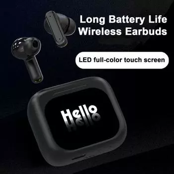 Беспроводные наушники-вкладыши с Bluetooth и зарядным чехлом. Легкие наушники с сенсорным экраном и шумоподавлением, устойчивые к поту. чёрный