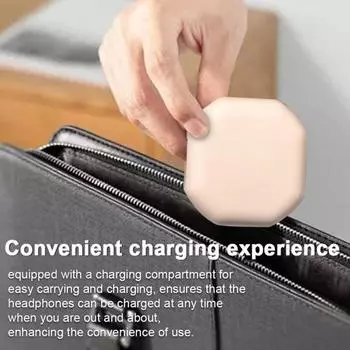 Беспроводные наушники-вкладыши с Bluetooth-совместимостью и зарядным чехлом. Низкая задержка. 6-миллиметровые драйверы. Глубокие басы. бежевый