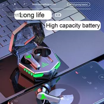 Беспроводные наушники-вкладыши с двойным режимом переключения, Bluetooth-совместимые 5.2 спортивные музыкальные игровые гарнитуры для мобильного телефона белый