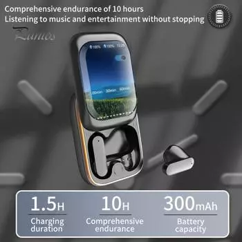 Беспроводные наушники-вкладыши с поддержкой Bluetooth, низким уровнем задержки и шумоподавлением, интеллектуальные полноцветные сенсорные слайдеры-наушники чёрный