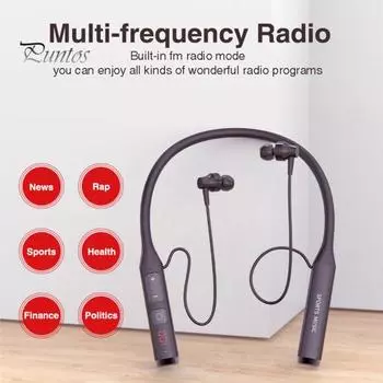 Беспроводные наушники-вкладыши с высококачественным интеллектуальным шумоподавлением, дисплейным экраном, совместимым с Bluetooth, 5.0, шейным ободом, стереонаушники для занятий спортом чёрный