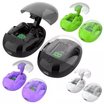 Беспроводные наушники водонепроницаемые совместимые с Bluetooth 5.3 наушники шумоподавление длительный срок службы батареи цифровой дисплей для смартфона фиолетовый