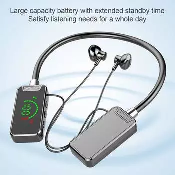 Беспроводные наушники Yousheng с Bluetooth-совместимой подвесной гарнитурой со светодиодным дисплеем и водонепроницаемым беспроводным шейным ободом чёрный