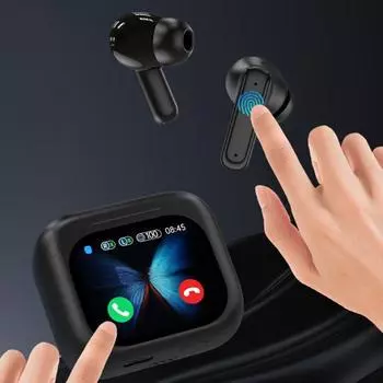 Беспроводные наушники Yousheng с поддержкой Bluetooth и зарядным чехлом, легкие, шумоподавляющие, устойчивые к поту, сенсорные наушники чёрный