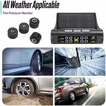 Беспроводные системы контроля давления в шинах солнечной энергии с 4 внешними датчиками Сигнализация давления и температуры в реальном времени Автоматический монитор безопасности для грузовика 17x11x5cm
