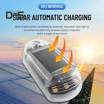 Беспроводные солнечные фонари для кабины грузовика, солнечные фонари на крыше, автоматическое включение/выключение, датчик вибрации, водонепроницаемые светодиодные фонари для универсального автомобиля белый