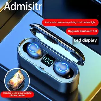 Беспроводные спортивные наушники Mini TWS с двумя наушниками Bluetooth 5.0 с цифровым дисплеем чёрный