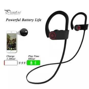 Беспроводные спортивные наушники-вкладыши, водонепроницаемые, с шумоподавлением, Hi-Fi звуком, заушный крючок, совместимый с Bluetooth 5.0 синий