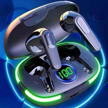 Беспроводные стереонаушники Bluetooth 5.3, умный цифровой дисплей, 8D HiFi звук, Bluetooth наушники, спортивные наушники, игровые гарнитуры чёрный