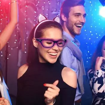 Беспроводные светодиодные светящиеся очки светятся в темноте неоновые очки для бара, дня рождения, вечеринки, выступления диджея на сцене, косплея темно-синий