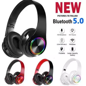 Беспроводные светящиеся наушники Bluetooth V5.0 Наушники-вкладыши Стереогарнитура Super Bass с