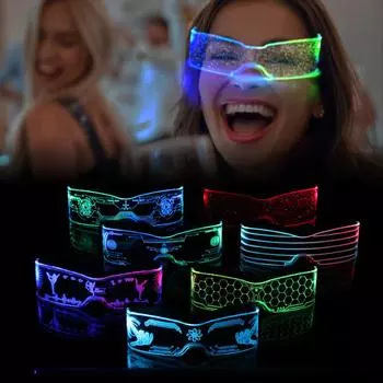 Беспроводные светящиеся светодиодные очки Хэллоуин Рождество День рождения Неоновые вечеринки Ночные клубы Светодиодные светящиеся очки Светятся в темноте 01