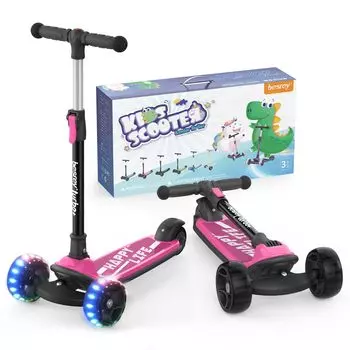 besrey Детский самокат Kick Scooter Kickboard Трехколесный велосипед для детей и малышей 3 колеса 3 в 1 3 шага Регулируемый задний тормоз колеса Регулируемая высота розовый