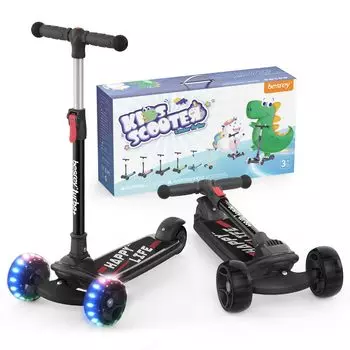 besrey Детский самокат Kick Scooter Kickboard Трехколесный велосипед для детей и малышей 3 колеса 3 в 1 3 шага Регулируемый задний тормоз колеса Регулируемая высота чёрный