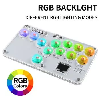 Бесрычажный контроллер Fight Sticks 12Keys All-Button Mini Fighting Game Arcade Stick Stickless Arcade Stick для PS4/PS3/Switch/PC белый