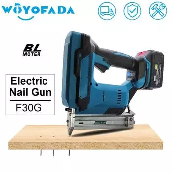 Бесщеточный электрический прямой пистолет для гвоздей, столярные, деревообрабатывающие инструменты, степлер, мебельный степлер для Makita, 18 В, аккумуляторный электроинструмент no battery no plug