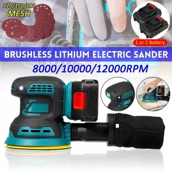 Бесщеточный электрический шлифовальный станок с произвольным орбитальным движением, наждачная бумага, шлифовальный станок для дерева, полировальный станок, электроинструменты для Makita, аккумулятор 18 В, 125 мм 1*Battery