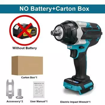 Бесщеточный электрический ударный гайковерт 1/2 дюйма, аккумуляторный беспроводной гайковерт, отвертка, электроинструменты