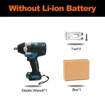 Бесщеточный электрический ударный гайковерт с крутящим моментом 1800 Нм для грузовиков, аккумуляторный ключ 1/2 дюйма, инструмент для отвертки 18 В Only machine