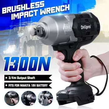 Бесщеточный электрический ударный гайковерт с высоким крутящим моментом 18 В 1300 Нм, торцевой ключ 3/4 дюйма для аккумулятора Makita BL1850 BL1840