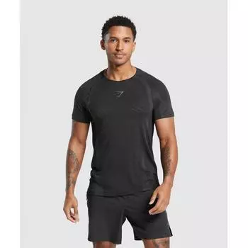 Бесшовная футболка GYMSHARK Apex, черная, темно-серая, A5A5H BB3K XL