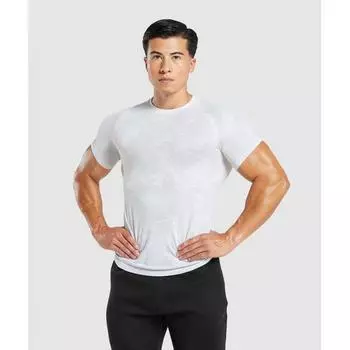 Бесшовная футболка GYMSHARK Geo Белая Светло-серая A5A2D WBDZ 3XL