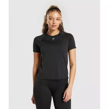 Бесшовная футболка GYMSHARK Sweat, черная B7A2I BB2J