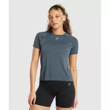 Бесшовная футболка GYMSHARK Sweat Titanium Blue B7A2I UCMQ