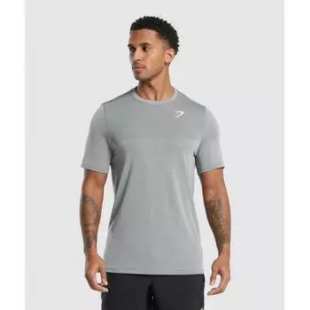 Бесшовная футболка GYMSHARK Vital Светло-серый черный меланжевый A6A4D GB9Z XS