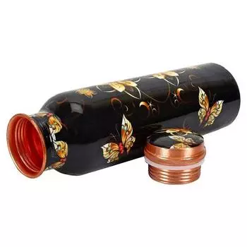 Бесшовная, герметичная, дизайнерская бутылка из чистой меди с принтом, 1 литр