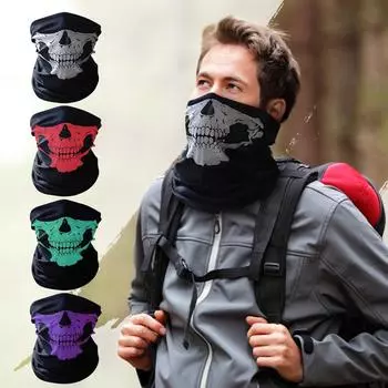 Бесшовная многофункциональная велосипедная маска для лица, теплый шарф, платок на голову One Size зелёный