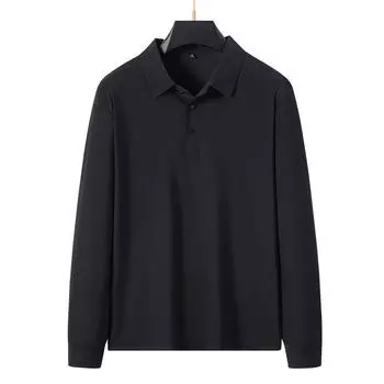Бесшовная рубашка поло Ice Silk, мужская, с длинными рукавами, деловая, повседневная, с эластичным воротником, мужская футболка, топ XXXXL