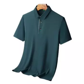 Бесшовная рубашка-поло из ледяного шелка для мужчин, с коротким рукавом, высокоэластичная, не гладильная, облегающая, легкая, роскошная, для делового отдыха 7XL белый