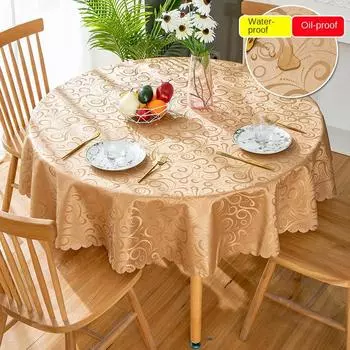 Бесшовная водонепроницаемая виниловая круглая скатерть для свадьбы/ресторана/вечеринки, декоративная скатерть с цветочным узором и цветочным принтом 120X120cm