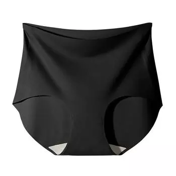 Бесшовное цельное нижнее белье с высокой талией. Эластичное и удобное нижнее белье. Нижнее белье из ледяного шелка. Антибактериальные треугольные брюки. M чёрный