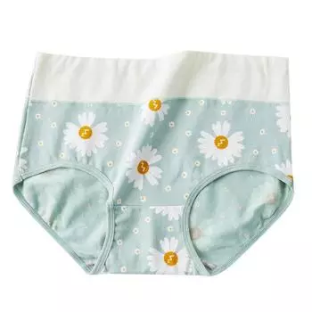 Бесшовное дышащее нижнее белье большого размера с высокой талией и принтом для женских трусов M