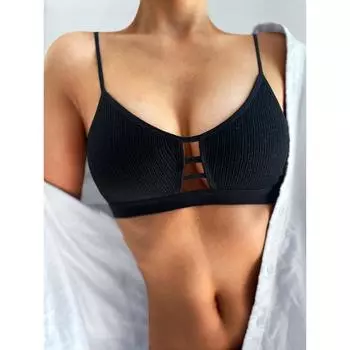 Бесшовное дышащее нижнее белье с низкой спинкой без стального кольца без губки для женщин в Европе и Америке, удобный бюстгальтер S чёрный