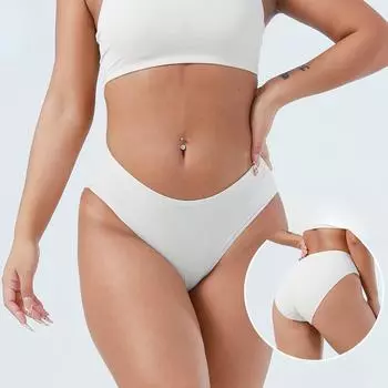 Бесшовное хлопковое нижнее белье с высоким разрезом, женское, с низкой талией, большого размера, половинная упаковка, сексуальное женское нижнее белье S чёрный
