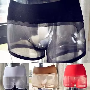 Бесшовное мужское нижнее белье, прозрачные сексуальные шорты, плавки, трусы