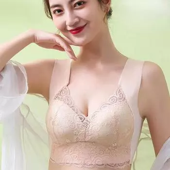 Бесшовное нижнее белье большого размера, женское нижнее белье с маленькой грудью, без стального кольца, вспомогательный бюстгальтер против провисания груди M розовый
