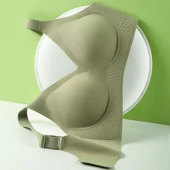 Бесшовное нижнее белье большого размера женское тонкое регулируемое бюстгальтер для спорта против провисания груди 75C чёрный