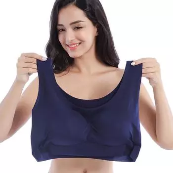 Бесшовное нижнее белье большого размера с большой грудью, топ с красивой спиной, стиль жилета, увеличенный ударопрочный спортивный бюстгальтер для бега и сна M = 34/75 красный
