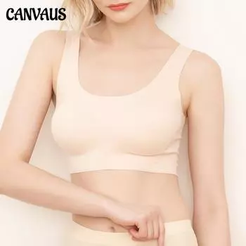 Бесшовное нижнее белье Canvaus, женский летний тонкий, с маленькой грудью, без стального кольца, спортивный жилет, бюстгальтер, женский бюстгальтер M чёрный