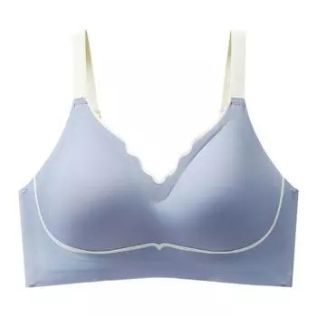 Бесшовное нижнее белье для девочек, маленькая грудь собрана, бесшовное, без стального кольца, двойная грудь, антипровисающий бюстгальтер, дышащая и удобная женская спина S синий