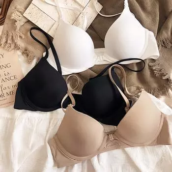 Бесшовное нижнее белье для женщин, сексуальный бюстгальтер пуш-ап с пряжкой спереди и чашкой 3/4 с глубоким V-образным вырезом размера плюс, бюстгальтер с регулируемыми бретелями, нижнее белье 70A чёрный