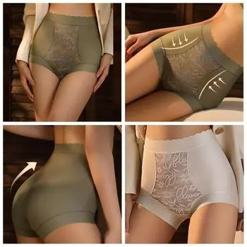 Бесшовное нижнее белье Ice Silk с высокой талией, трусы без следов, новые трусы-шорты с промежностью